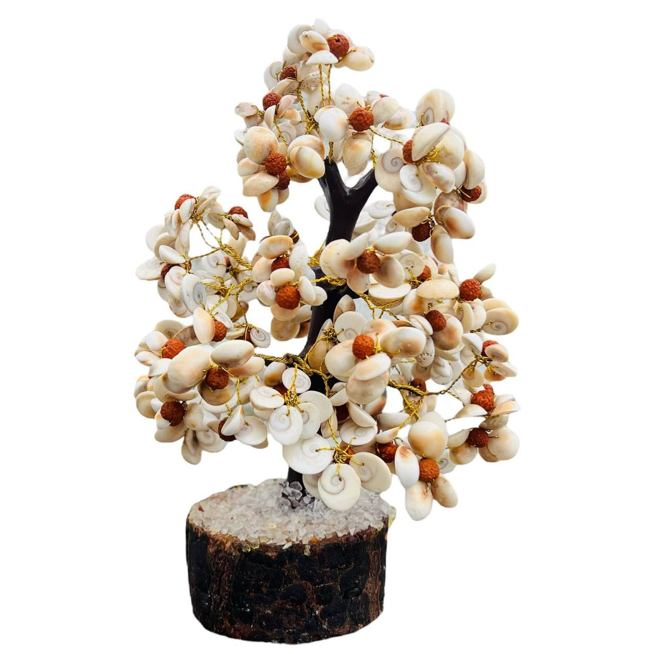 White Crystal Gomti Chakra with Rudraksha Tree for Good Luck, Positive Energy (Large Size - 300 Beads) - Image 2
