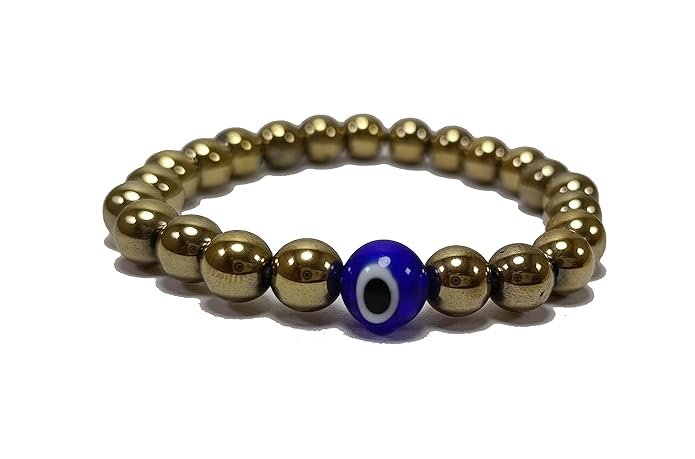 Pyrite Cube Evil Eye Bracelet