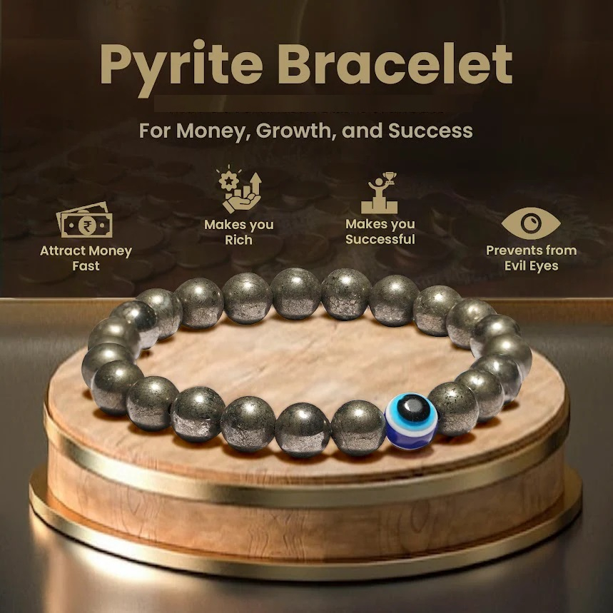 Pyrite Cube Evil Eye Bracelet - Image 8