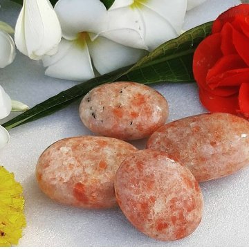 Certified Natural Sunstone Palm Stone for Relaxation for Anxiety Stress, Crystal Healing & Yoga Meditation, Spiritual Awakening, Feng Shui- AAA Grade 3 Pc set - Image 3