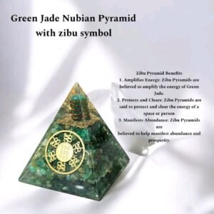 Feng Shui & Vastu Green Jade Nubian Pyramid with Zibu Symbol