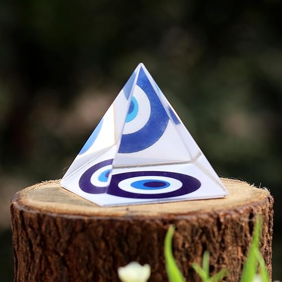 Feng Shui & Vastu Crystal Evil Eye Pyramid for Positive Energy, Wealth, Meditation, Health, Good Luck, Vastu correction