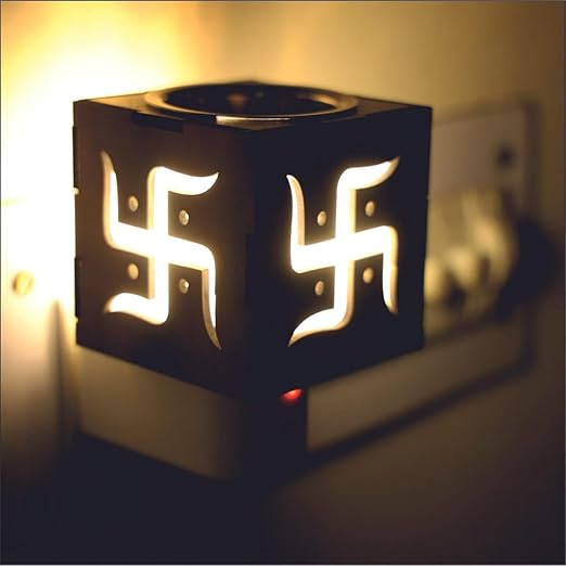 Wooden Aroma Diffuser | Kapoor Dani with Night Lamp- Multi Functional