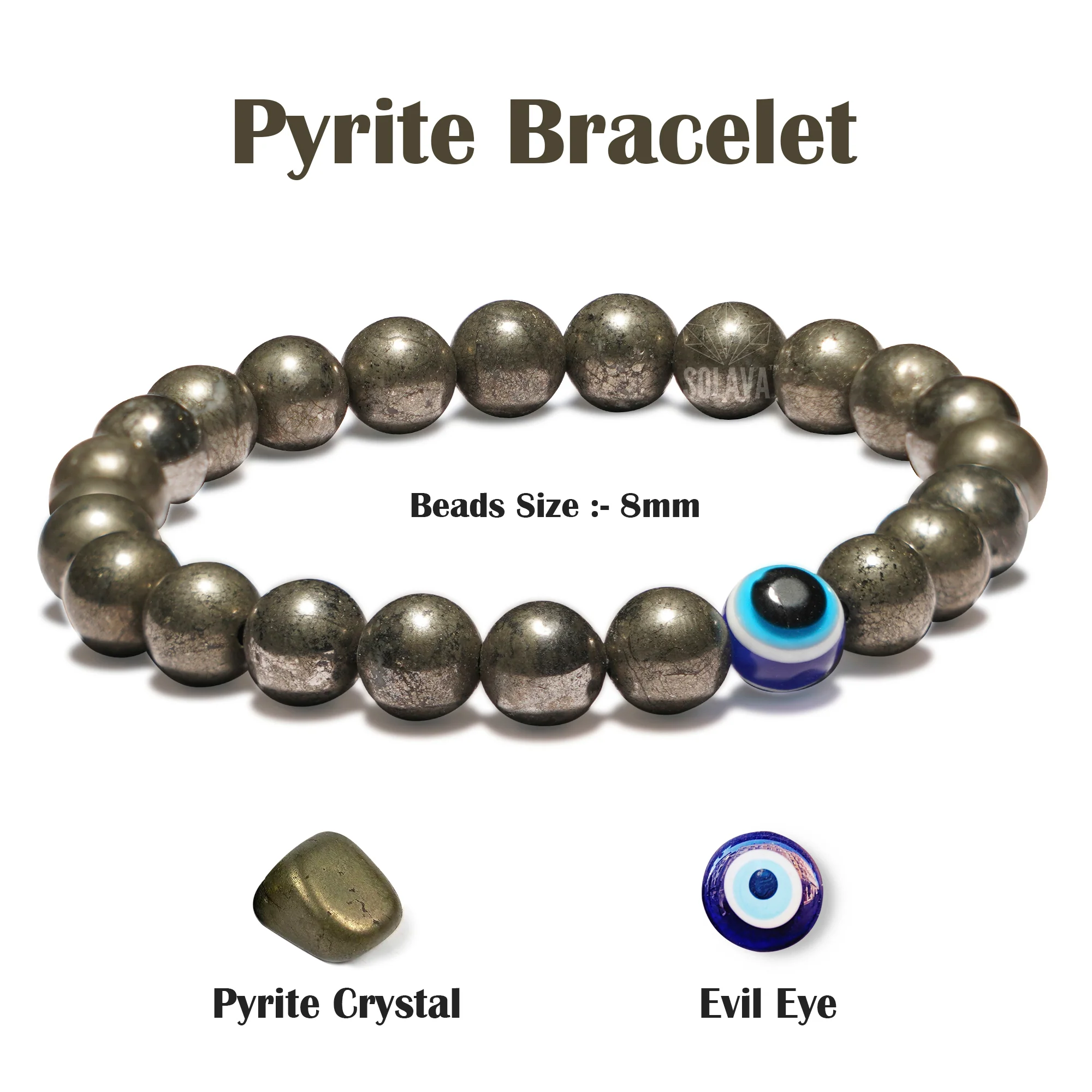 Pyrite Cube Evil Eye Bracelet - Image 7
