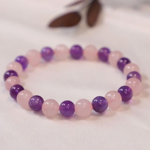 Rose Quartz and Amethyst Bracelet For Mind Healing, Love, Romance & Relationship - Image 8