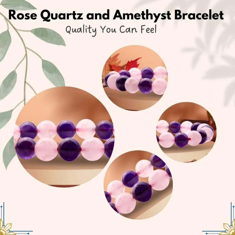 Rose Quartz and Amethyst Bracelet For Mind Healing, Love, Romance & Relationship - Image 5