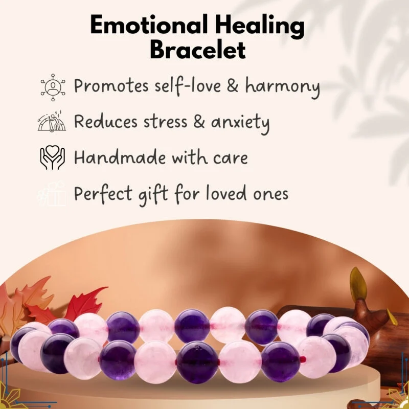 Rose Quartz and Amethyst Bracelet For Mind Healing, Love, Romance & Relationship - Image 4