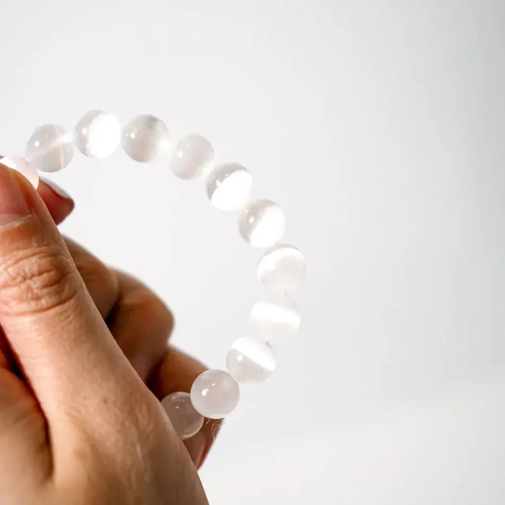 Selenite Bracelet - For Aura Cleansing, Inner Bliss and Metal Clarity - Image 2