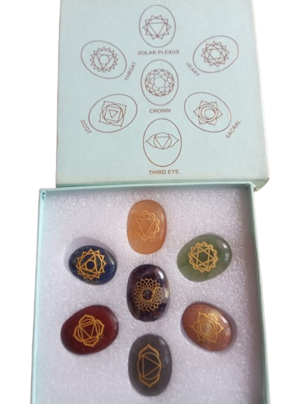 7 Chakra Symbol Crystal Stone Set