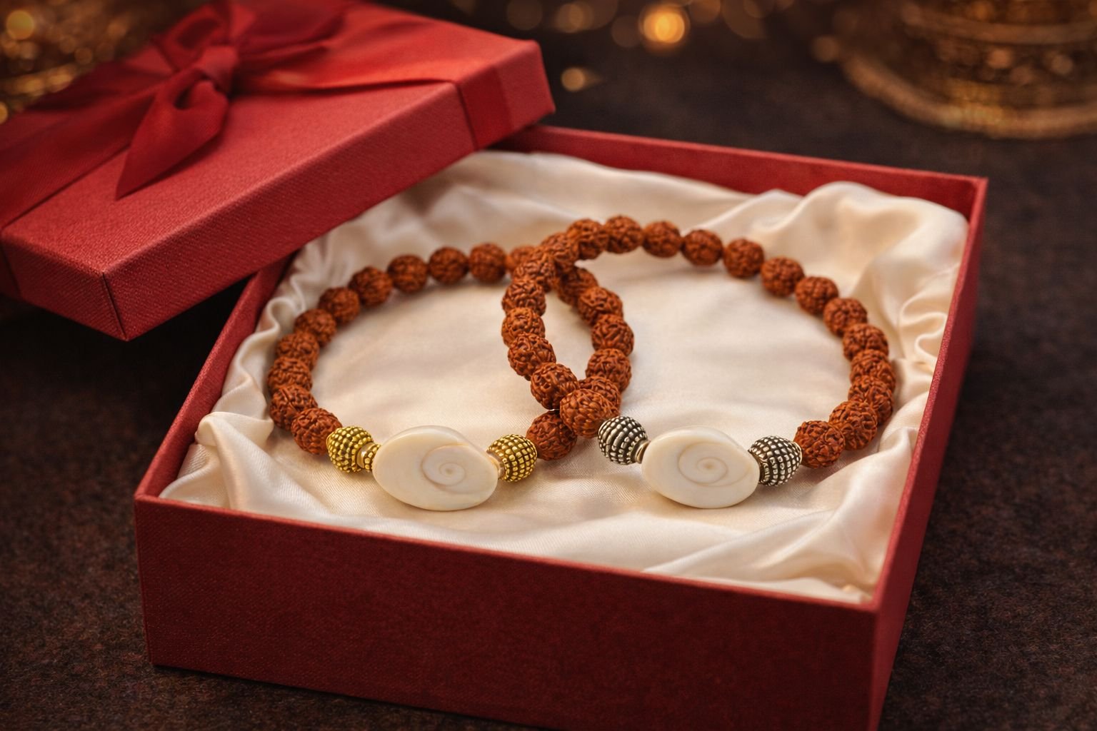 Rudraksha with Gomti Chakra Bracelet For Money and Success - Image 2