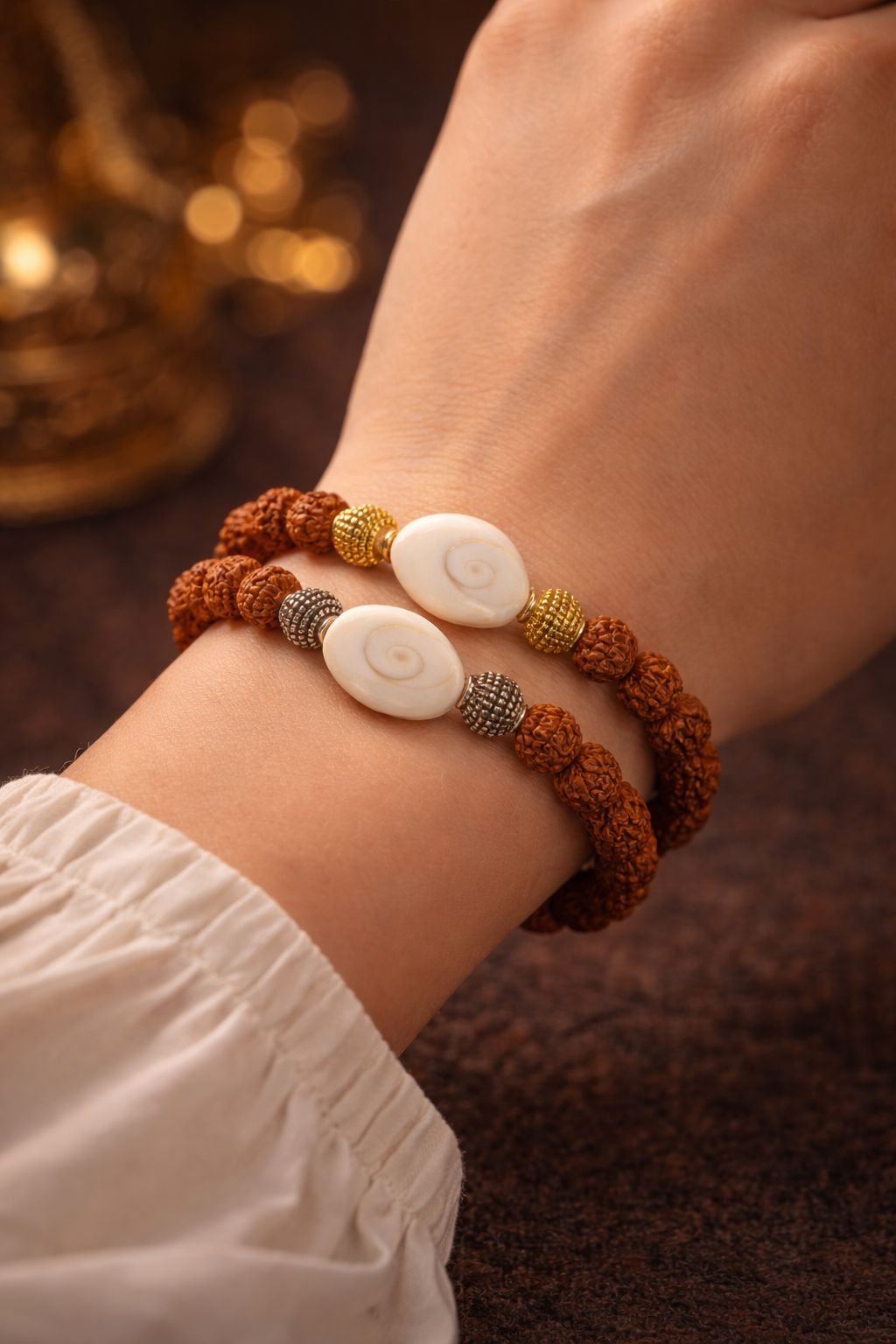 Rudraksha with Gomti Chakra Bracelet For Money and Success - Image 3
