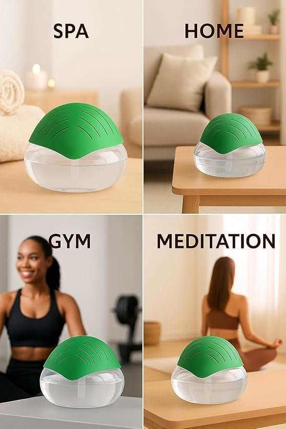 3-in-1 Portable Water-Based Electric Revitalizer, Aroma Diffuser & Cool Mist Humidifier for Home, Office, Spa, Hotel (Green) 1000 ml Large Water Tank - Image 4